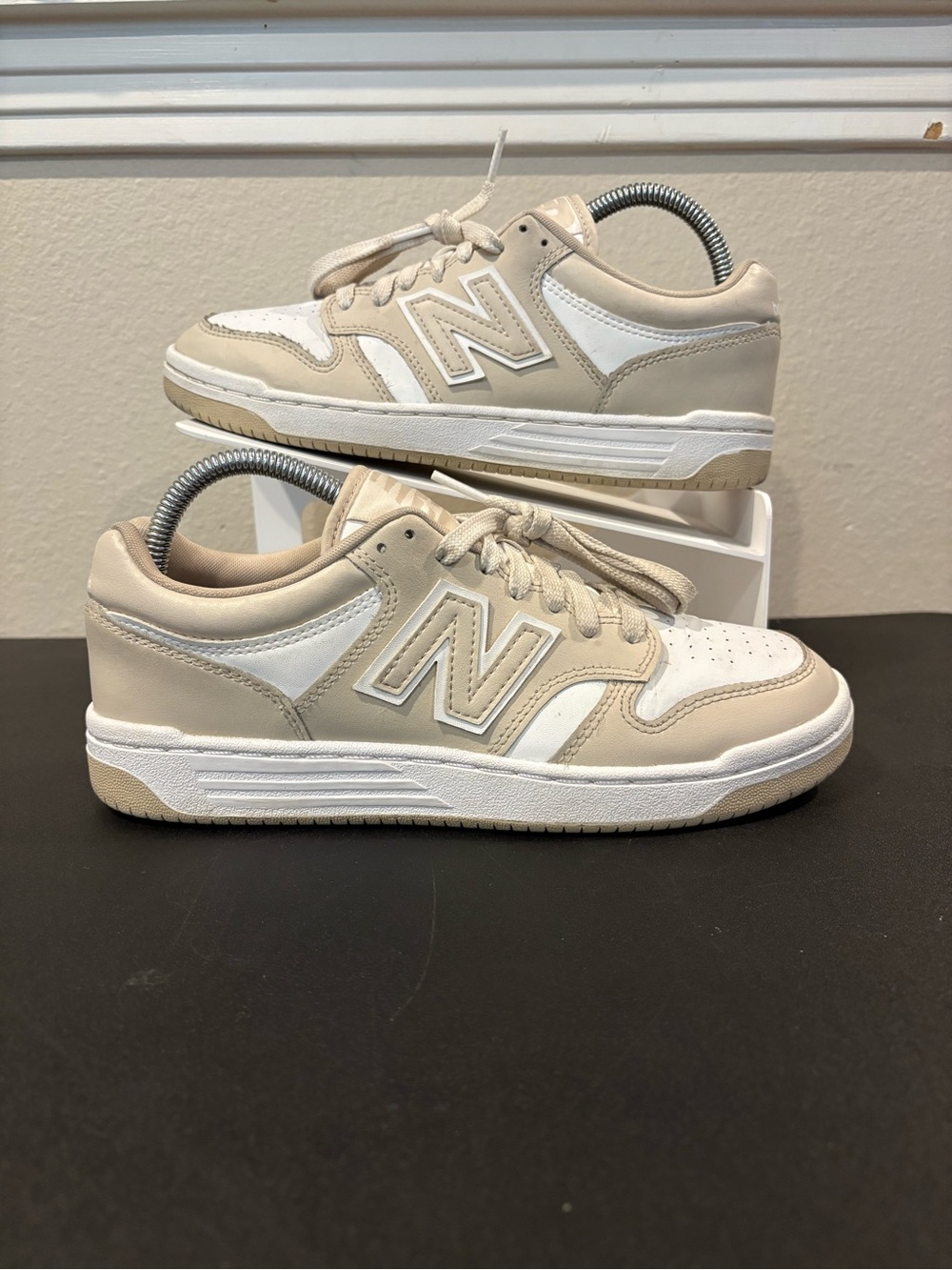 New Balance 480 Kids Sneakers White Leather Low Top Shoes GSB480LB Youth Sz 7Y